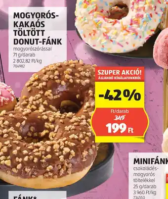 ALDI Mogyors-kakas töltött donut-fánk ajánlat