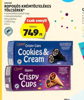 ALDI Chocog ropogs krémtöltéses tölcsérek ajánlat