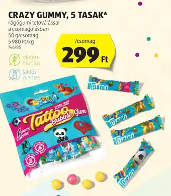 ALDI Crazy Gumy, 5 tasak ajánlat