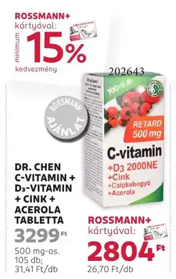 Rossmann Dr. Chen C-vitamin + D3-vitamin + cink ajánlat