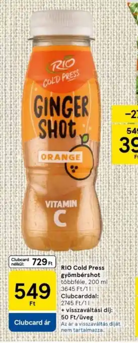 Tesco RIO Cold Press Ginger Shot Orange ajánlat