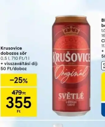 Tesco Krušovice dobozos sör ajánlat