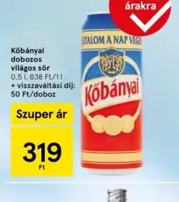 Tesco Kőbányai dobozos világos sör ajánlat