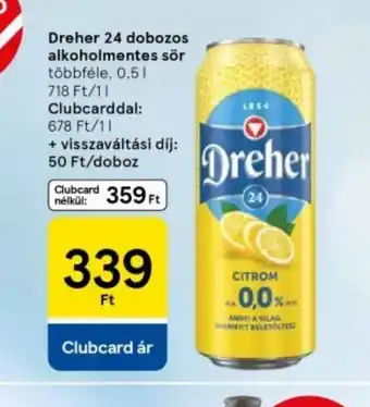 Tesco Dreher 24 dobozos alkoholmentes sör ajánlat