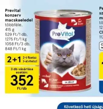 Tesco PreVital Konzerv Macskaeledel ajánlat