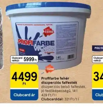 Tesco Profifarbe fehér diszperzis falfesték ajánlat