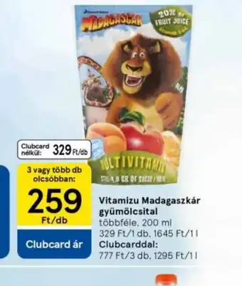 Tesco Vitaminizált Madagaszkár Gyümölcsital ajánlat