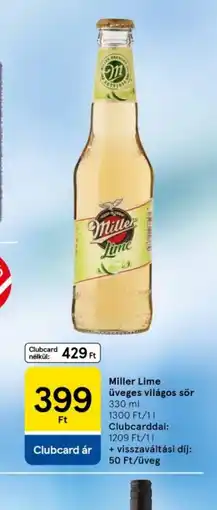 Tesco Miller Lime Üveges Világos Sör ajánlat