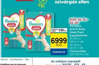 Tesco Pampers Active Baby Giant Pack bugyipelena ajánlat