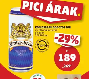 PENNY Königsbrau dobozos sör ajánlat