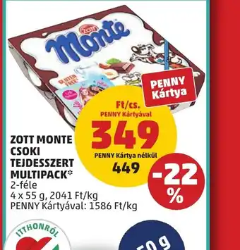 PENNY Zott Monte Csoki Tejdesszert Multipack ajánlat