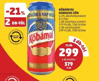 PENNY Kőbányai dobozos sör ajánlat