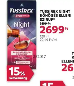 Rossmann Tussirex night köhögés elleni ajánlat