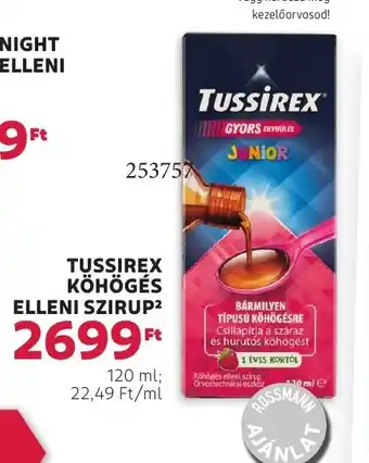 Rossmann Tussirex köhögés elleni ajánlat