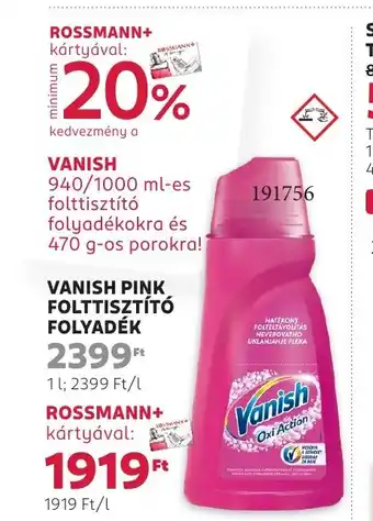 Rossmann Vanish pink folttisztító folyadék ajánlat