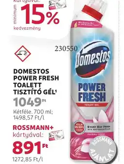 Rossmann Domestos power fresh toalett tisztító gél ajánlat