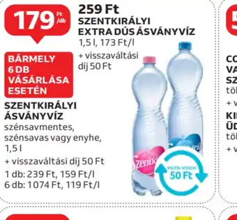 Auchan Szentkirályi Extra Dús Ásványv + visszaváltási díj 50 Ft KINLEY SZÉNSAVAS ÜDÍTŐITALz ajánlat