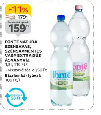 Auchan Fonte Natura szénsavas, szénsavmentes vagy extra dús ásványvíz ajánlat