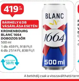 Auchan Kronenbourg Blanc 1664 dobozos sör ajánlat