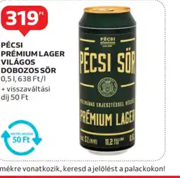 Auchan Pécsi Prémium Lager Világos Dobozos Sör ajánlat