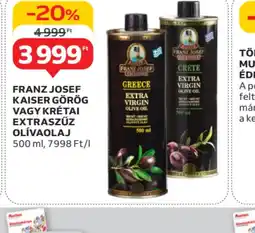 Auchan Franz Josef Kaiser Görög vagy Krétai Extra Szűz Olívaolaj ajánlat