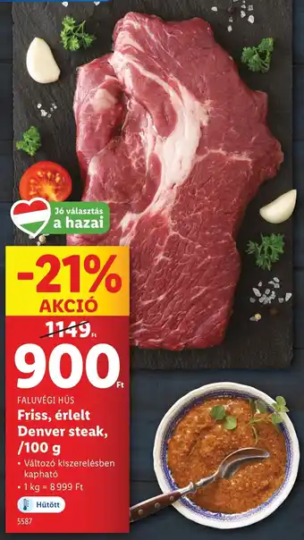 Lidl Faluvégi hús friss, érlelt denver steak ajánlat