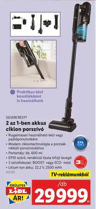 Lidl Silvercrest 2 az 1-ben akkus ciklon porszívó ajánlat