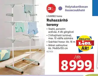 Lidl Livarno home ruhaszárító torony ajánlat