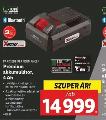 Lidl Parkside performance prémium akkumulátor, 4 ah ajánlat