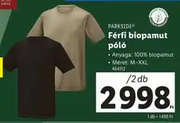 Lidl Parkside férfi biopamut póló ajánlat