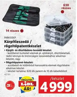 Lidl Parkside kárpitleszedő / rögzítőpatentkészlet ajánlat