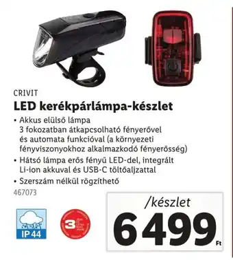 Lidl Crivit led kerékpárlámpa-készlet ajánlat