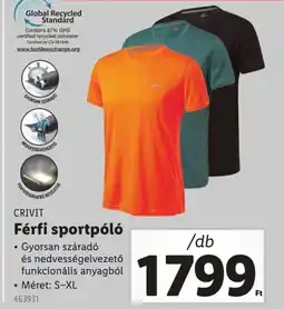 Lidl Crivit férfi sportpóló ajánlat