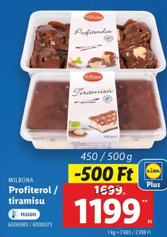 Lidl Milbona profiterol / tiramisu ajánlat