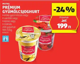 ALDI Milfina prémium gyümölcsjoghurt ajánlat