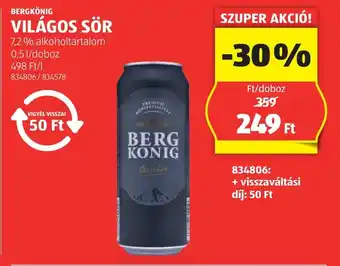 ALDI Bergkönig világos sör ajánlat