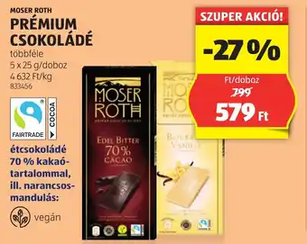 ALDI Moser roth prémium csokoládé ajánlat