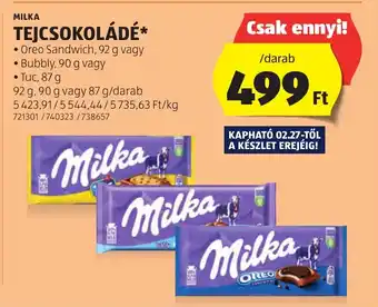 ALDI Milka tejcsokoládé ajánlat