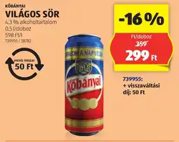 ALDI Kőbányai világos sör ajánlat