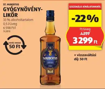 ALDI St. Hubertus gyógynövény- likőr ajánlat