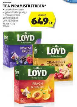 ALDI Loyd tea tea piramisfilterben ajánlat