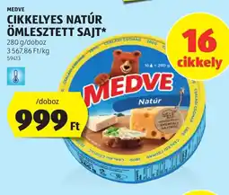 ALDI Medve cikkelyes natúr ömlesztett sajt ajánlat