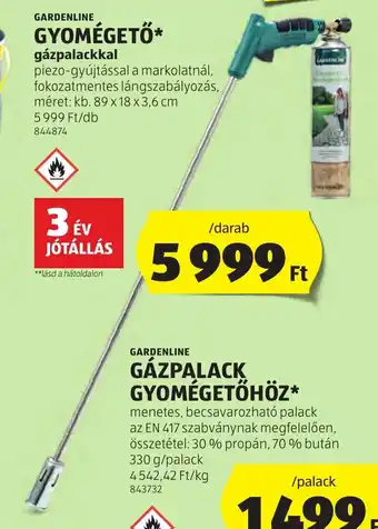 ALDI Gardenline gyomégető ajánlat