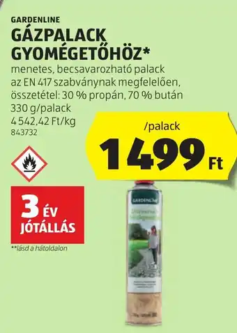 ALDI Gardenline gázpalack gyomégetőhöz ajánlat