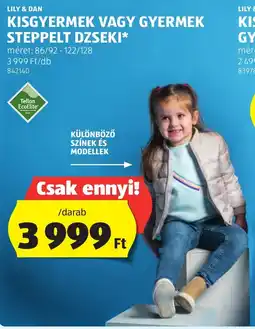 ALDI Lily & dan kisgyermek vagy gyermek steppelt dzseki ajánlat