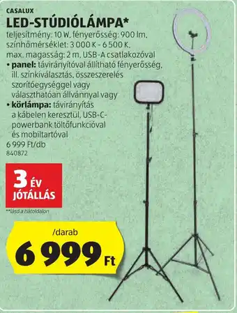 ALDI Casalux led-stúdiólámpa ajánlat