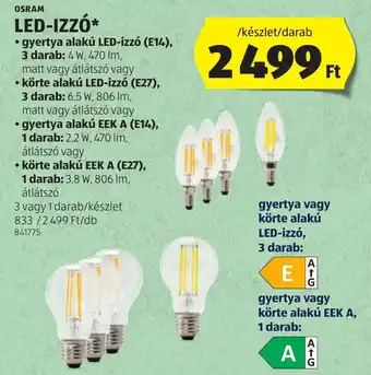 ALDI Osram led-izzó ajánlat