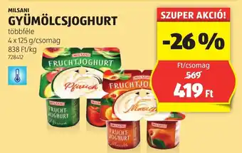 ALDI Milsani gyümölcsjoghurt ajánlat