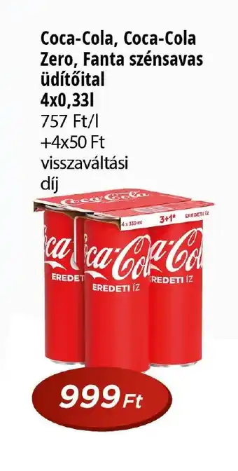 Real Coca-Cola, Coca-Cola Zero, Fanta szénsavas üdítőital ajánlat