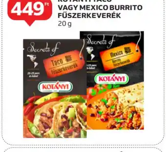 Auchan Kotányi taco vagy mexico burrito füszerkeverék ajánlat